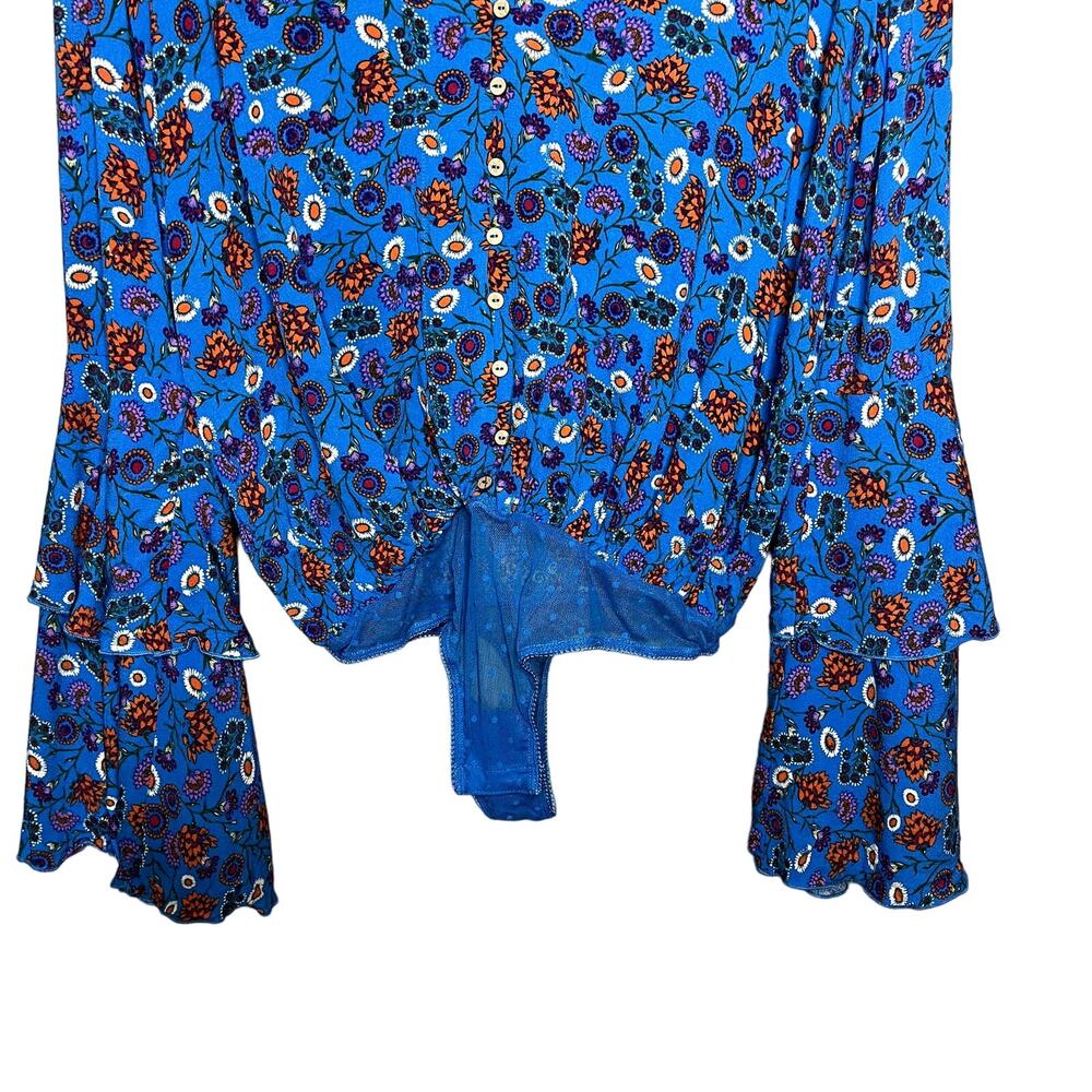Free People Blue Floral She's Dainty Bodysuit Size Small NEW - Picture 3 of 11